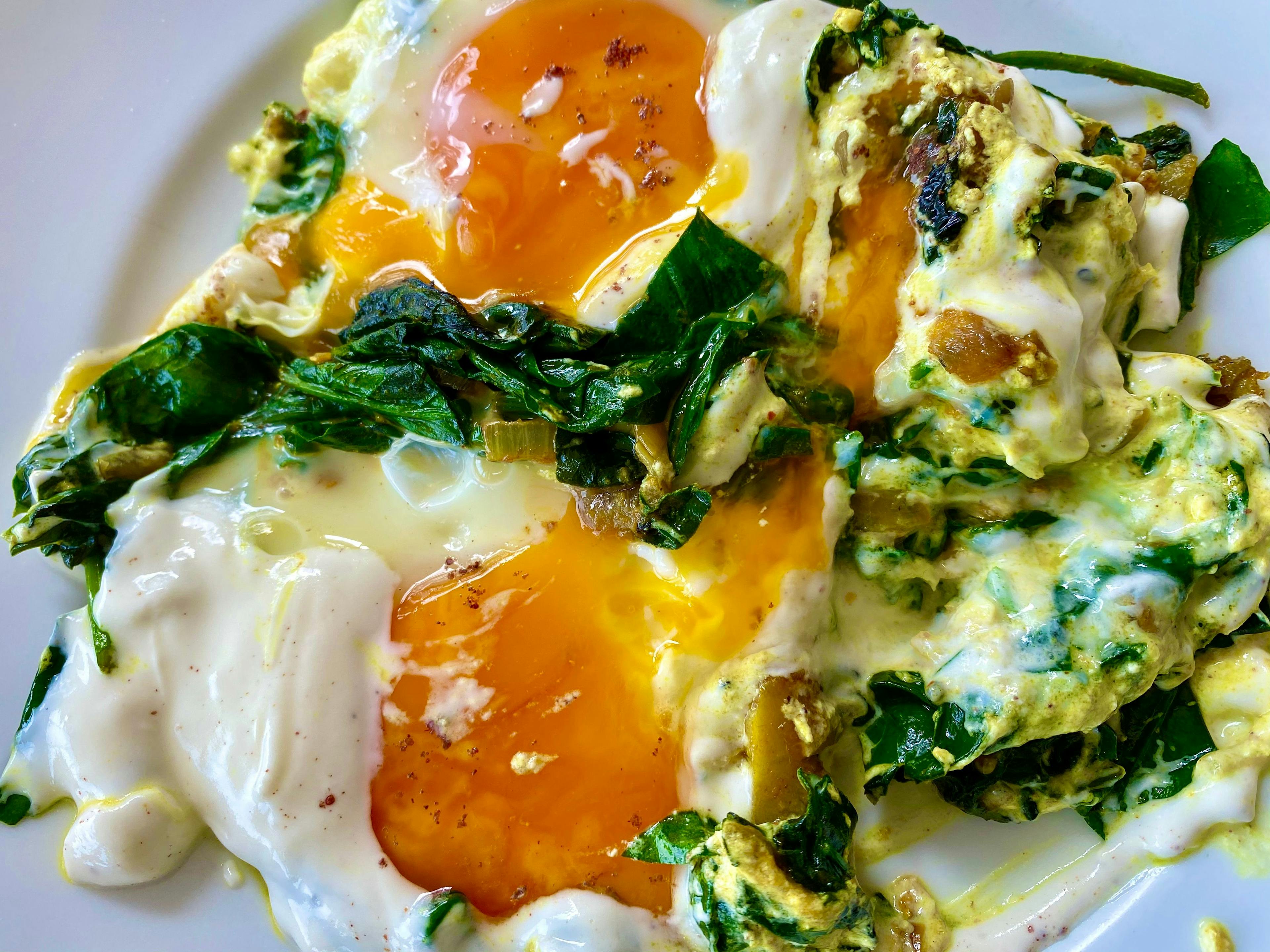 eggs and spinach on a plate
