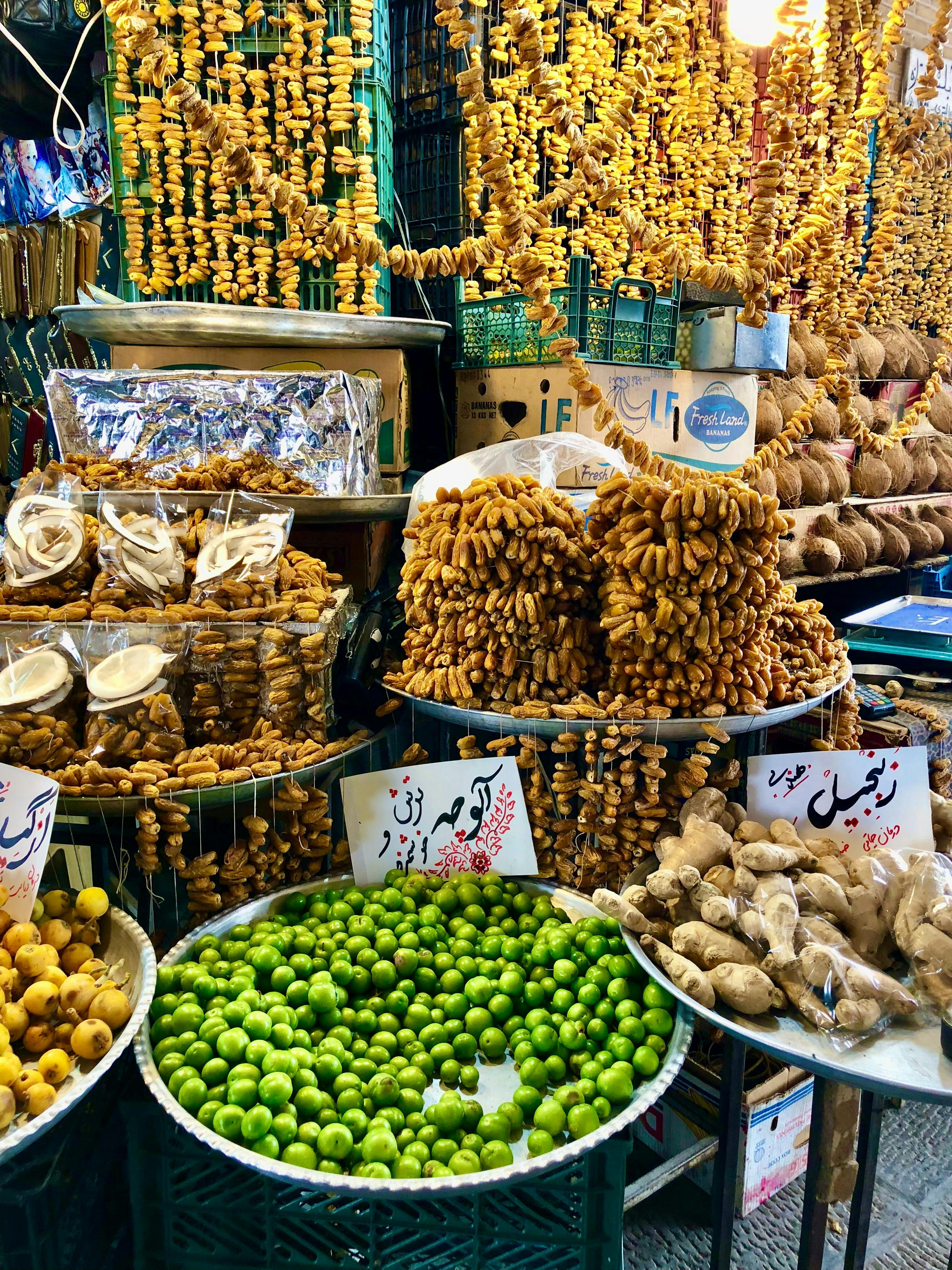 dates and plums in a bazaar