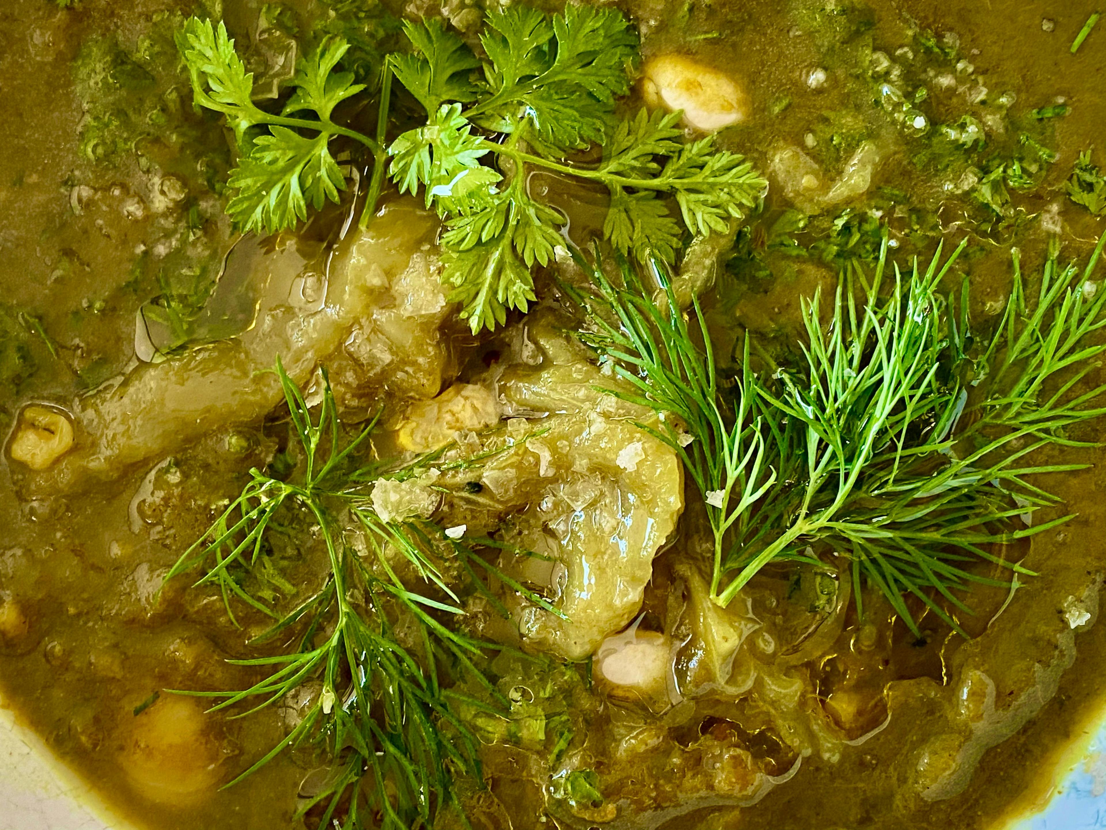 soup with extra fresh herbs 