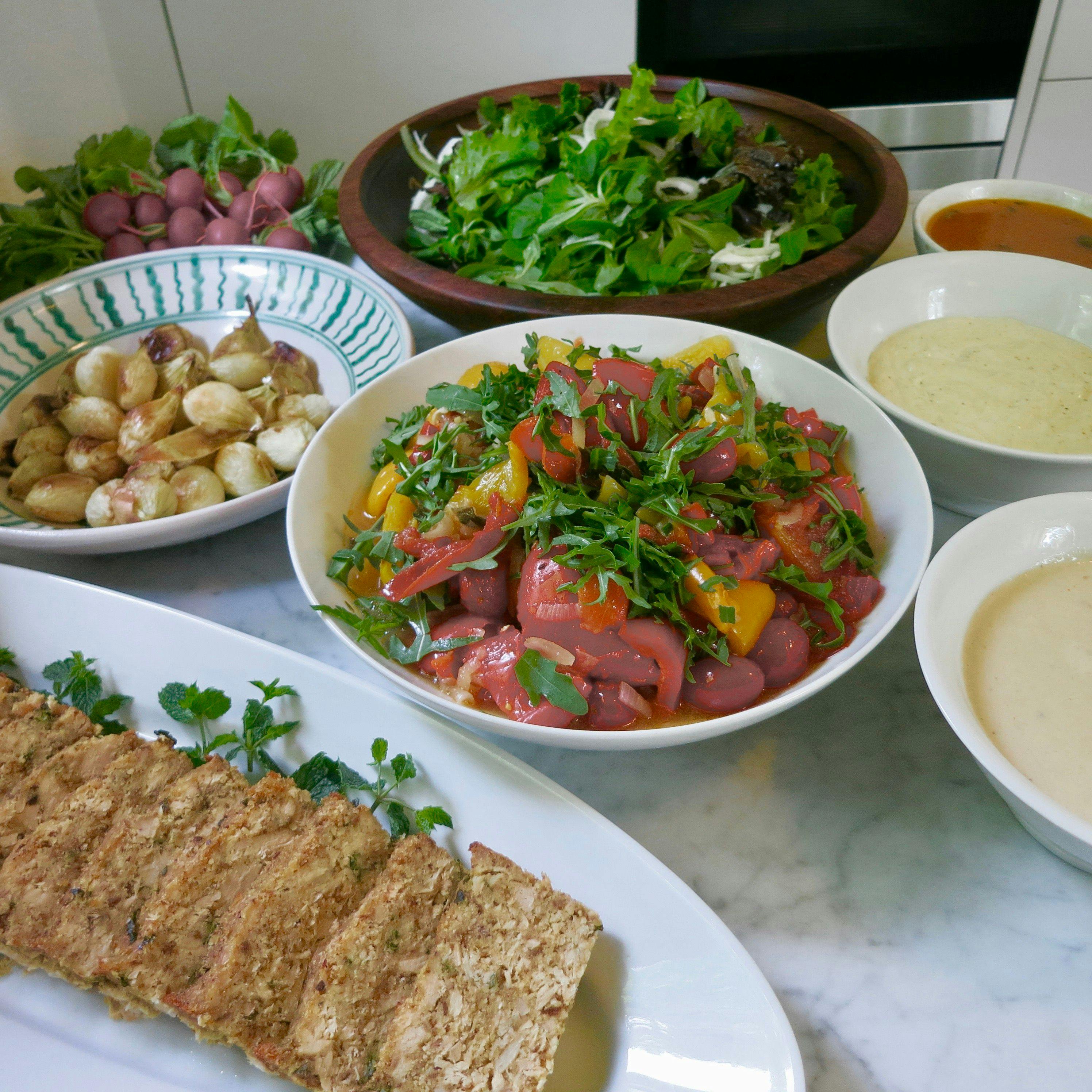 polpettone with different salads