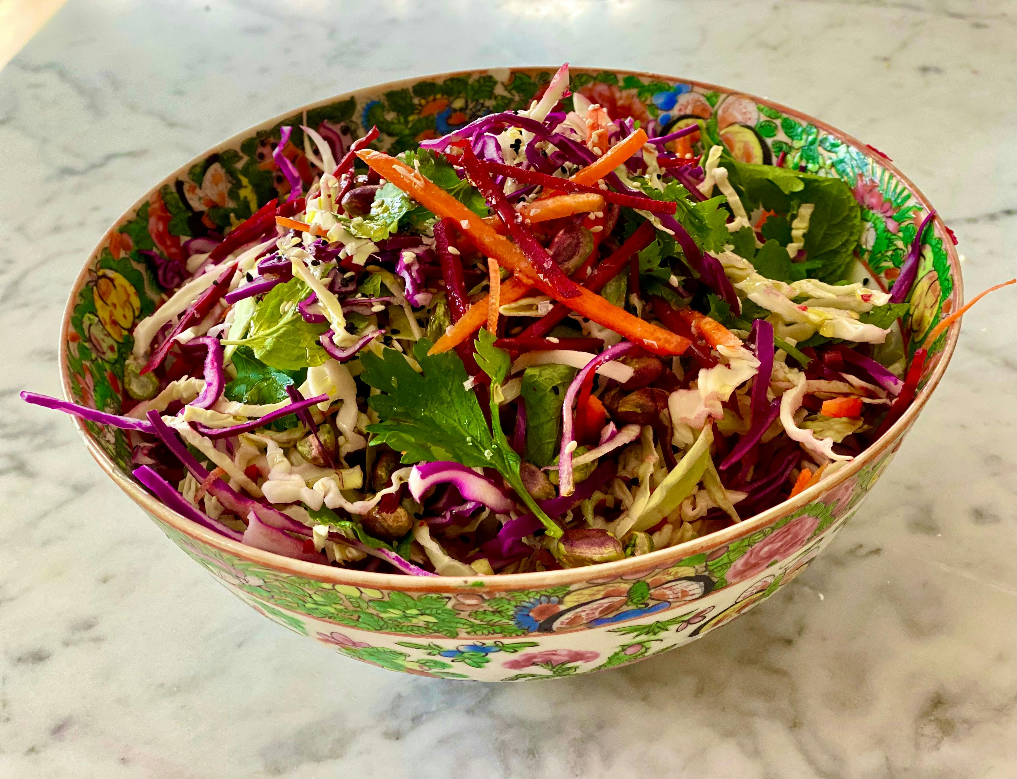 mixed cabbage salad on a plate