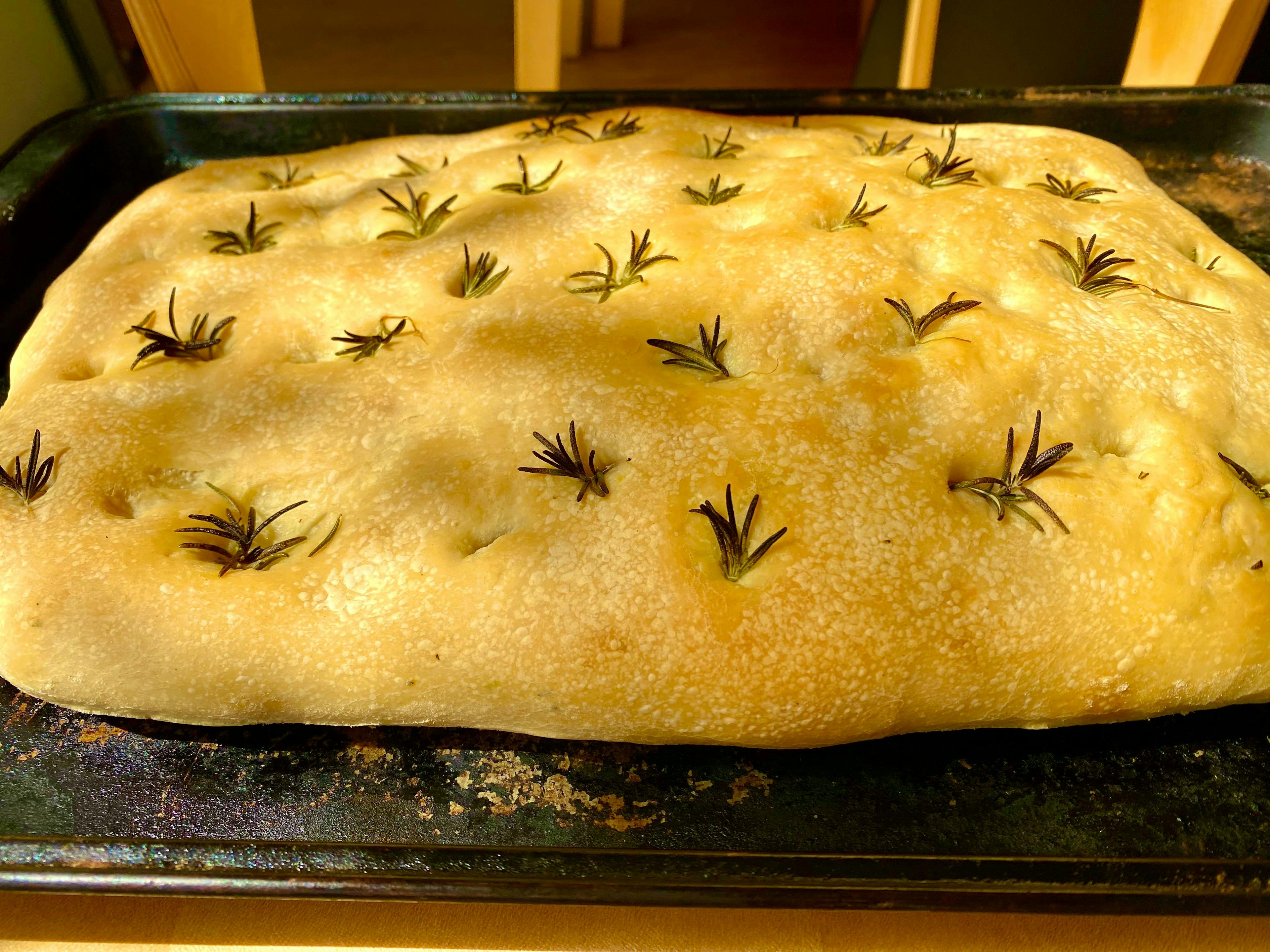  Freshly baked focaccia with rosemary