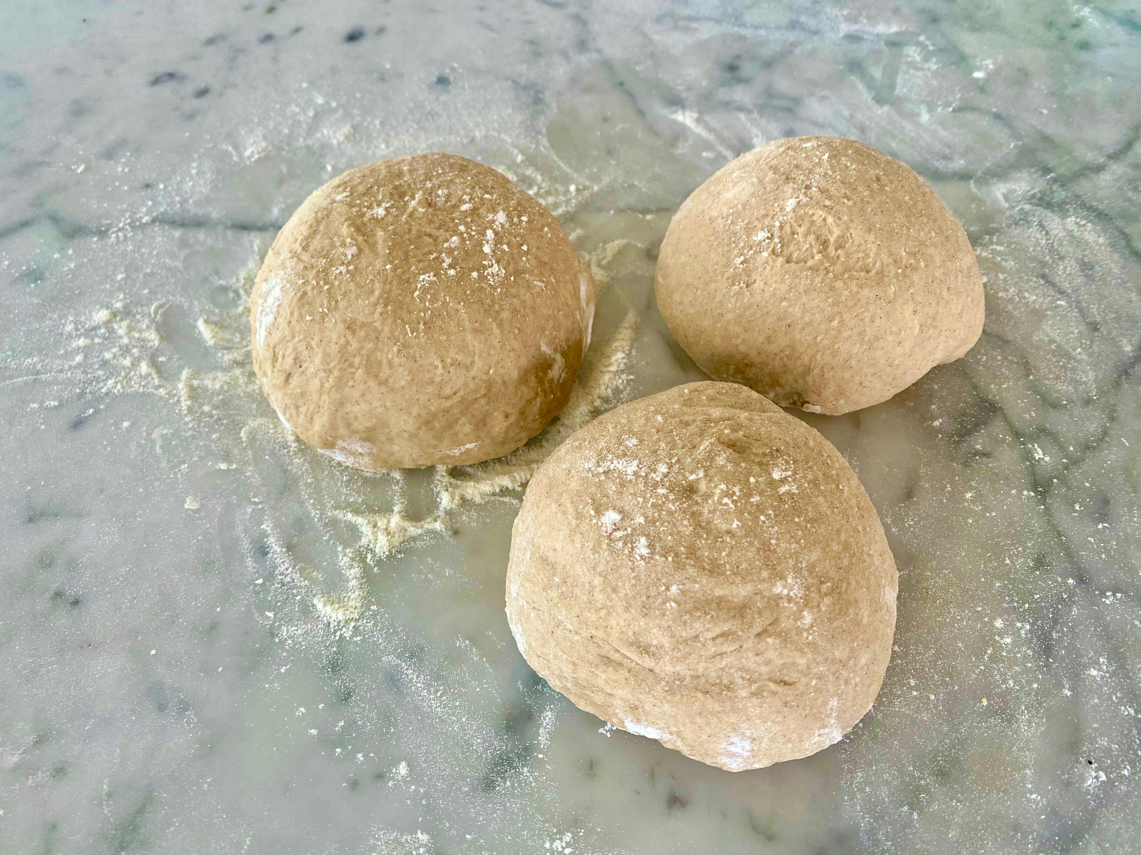 3 balls of dough