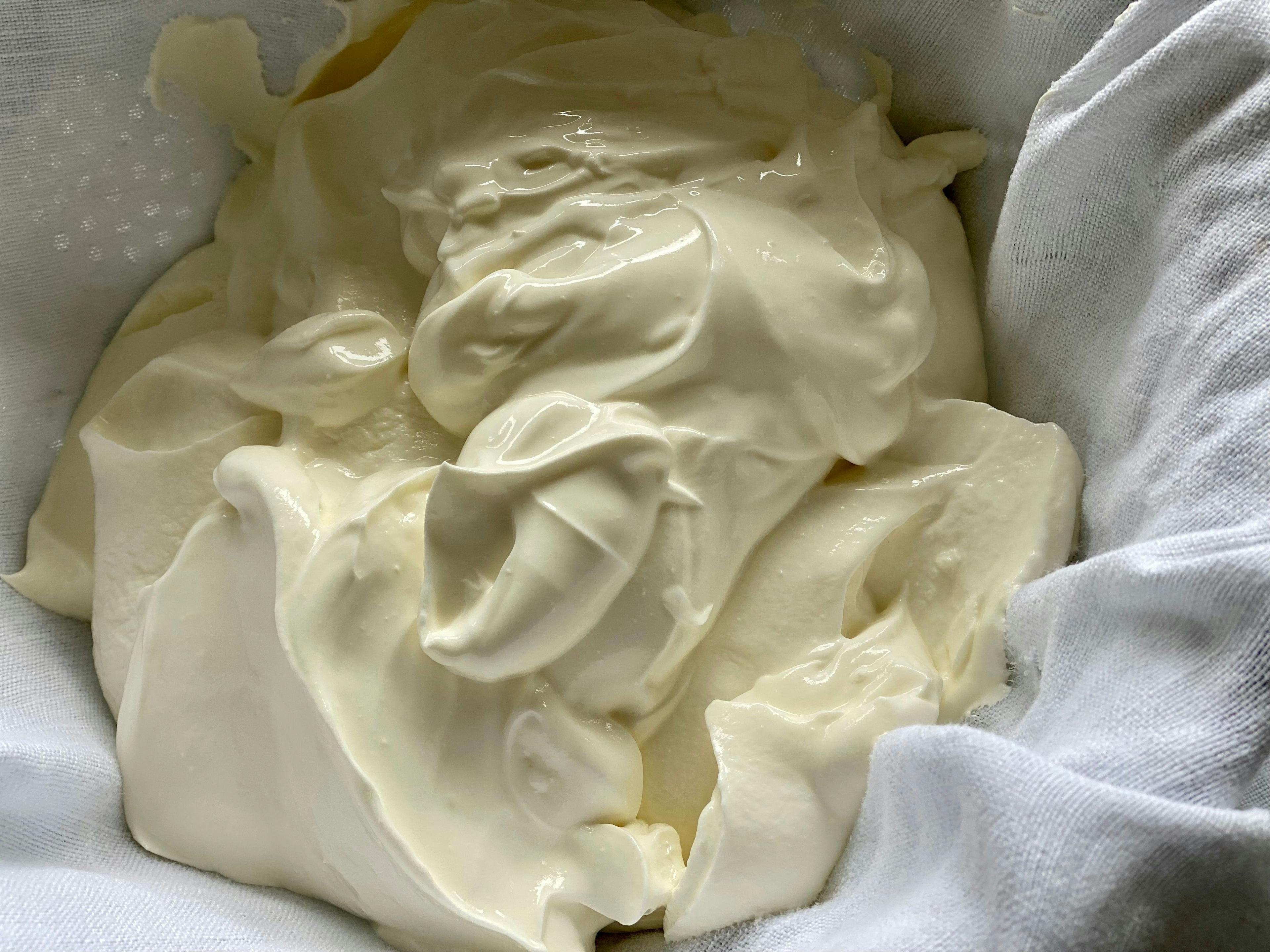 yogurt in a cheese cloth