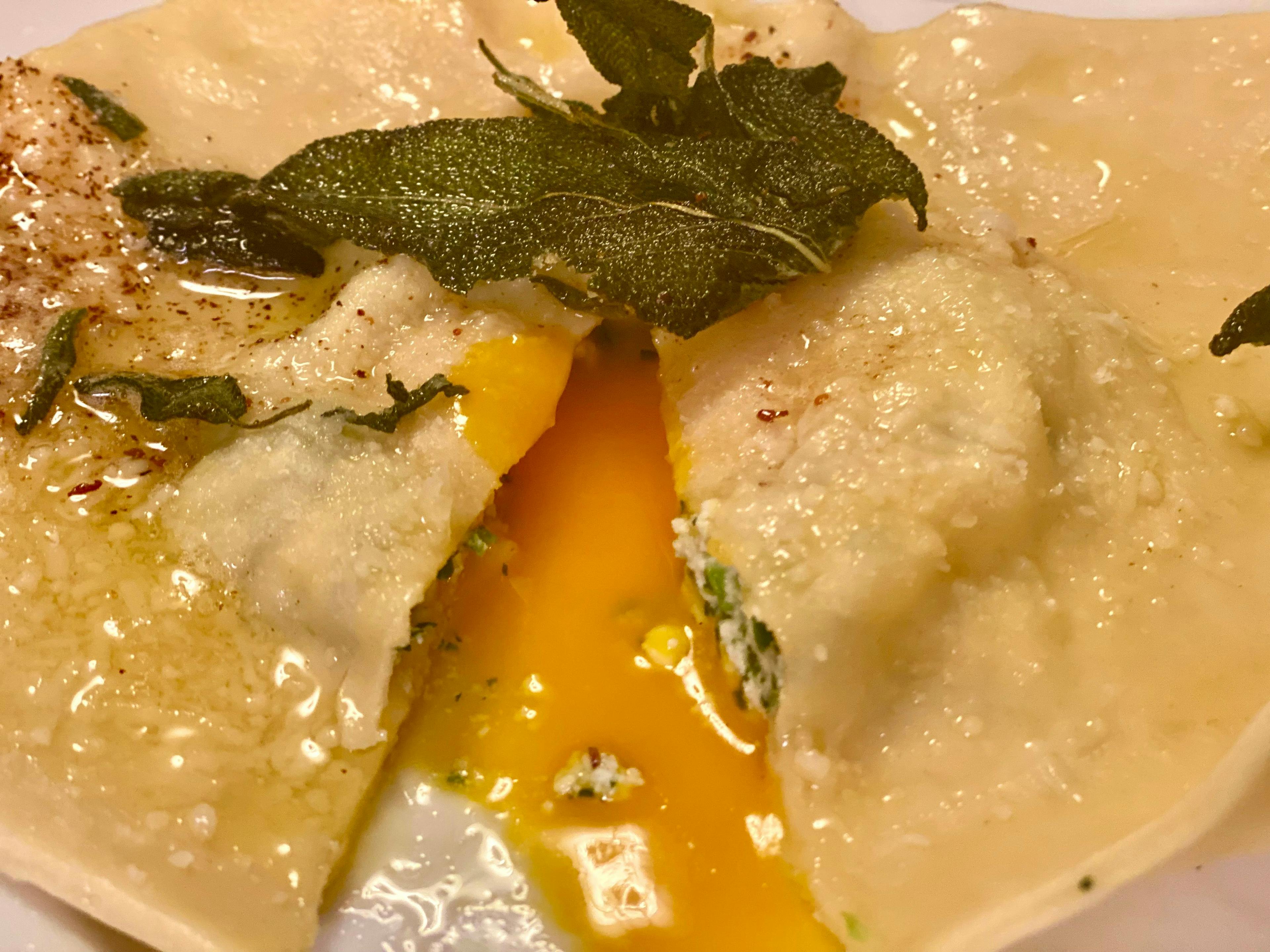  ravioloni with the egg yolk spilling out